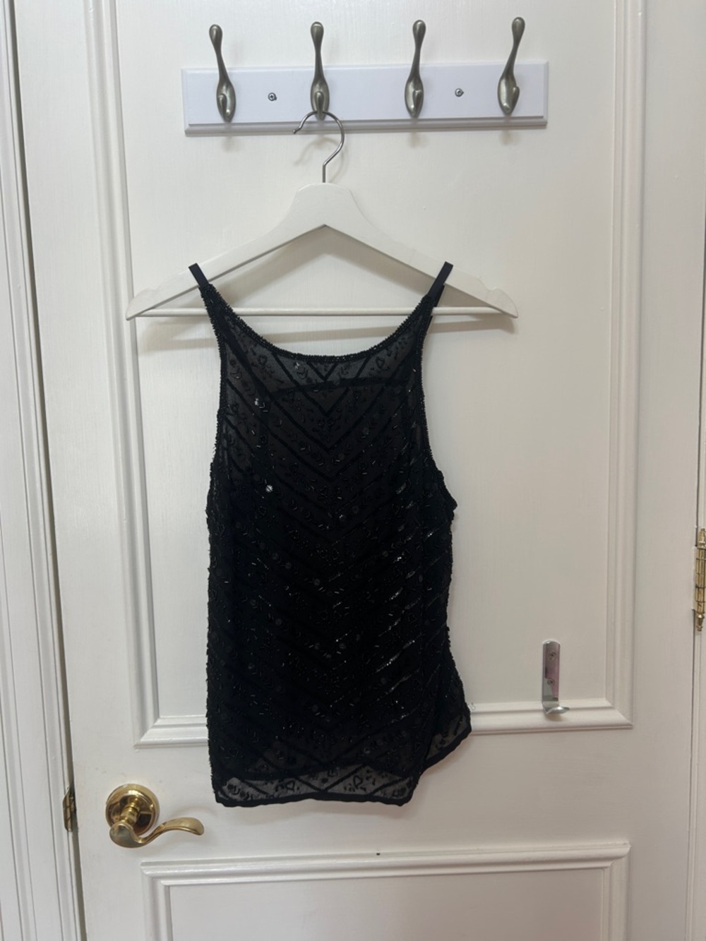 Topshop Black Beaded Sheer Tank Top